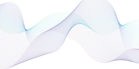 Abstract colorful wave element for design. Digital frequency track equalizer. Stylized line art background. Vector illustration. Wave with lines created using blend tool