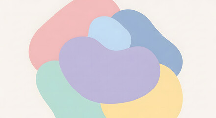 Abstract pastel blob shapes overlapping in a harmonious and artistic composition.