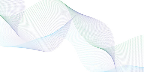 Digital frequency track equalizer. Stylized line art background. Vector illustration. Wave with lines created using blend tool. Curved wavy line, smooth stripe wave element for design. 