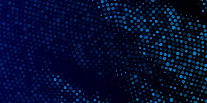High speed dot moving technology concept. stripes halftone with blue light. speed movement pattern and motion blur over dark blue background. Vector Illustration.