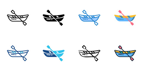 Canoe icon set multiple style vector collection 

