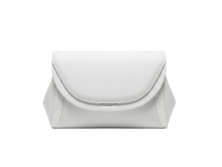 Elegant pouch design with soft glossy highlights white background