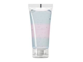 Clean translucent tube packaging with soft highlights on white background