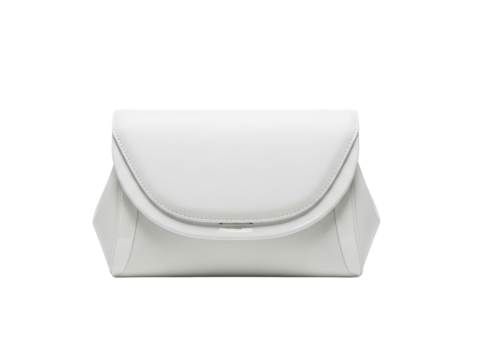 Elegant pouch design with soft glossy highlights white background