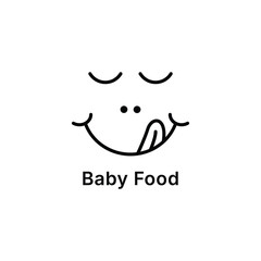 thin line baby food logo. concept of parental care, visual identity, baby formula, fun, child development. isolated on white background. linear style trend modern brand design vector illustration