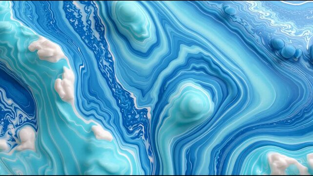 Mesmerizing abstract background with blue fluid art showing liquid marble texture. beautiful pattern with natural wave, serene flow, and dynamic color swirl design