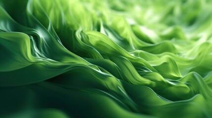 Abstract Green Waves - A Close-Up View of Flowing, Textured Surface.