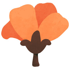 Isolated orange flower illustration with transparent background. Cute floral doodle for flower arrangement, journaling, planner, greeting card, invitation, and decorative projects
