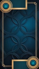Elegant Blue and Gold Patterned Background with Decorative Accents Template