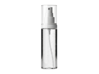 Spray bottle cosmetic clear functional design isolated crisp white background