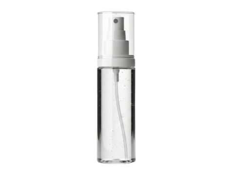 Spray bottle cosmetic clear functional design isolated crisp white background
