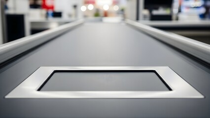 Fototapeta premium Modern Retail Checkout Scanner A Symbol of Efficiency and Streamlined Transactions, Enhancing Customer Experience and Productivity in Contemporary Store Environments