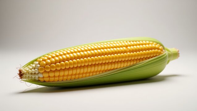 Fresh corn on cob with partially open husk