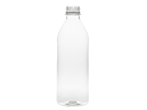 Plastic bottle clean transparent container isolated bright white background