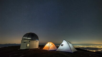 Stargazing Adventure Camping Under the Night Sky Near an Observatory