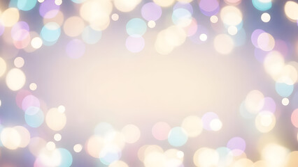 Obraz premium Soft focus bokeh background with colorful glowing lights creating a festive and dreamy border effect.