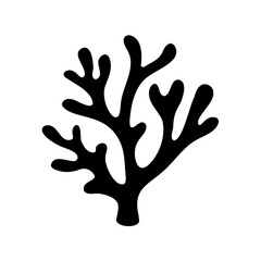 Obraz premium Stylized black coral silhouette on a white background for graphics illustration