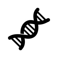 Black silhouette depiction of a DNA double helix structure on white background