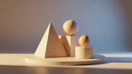 Minimalist geometric shapes on gradient platform