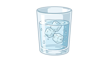 Refreshing Clear Water with Ice Cubes in a Glass