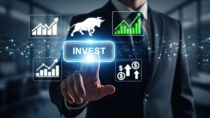 Businessman Using Digital Interface for Investment Strategies and Growth