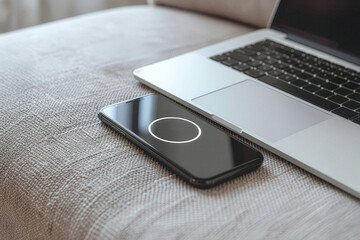 Modern Devices on Comfortable Sofa