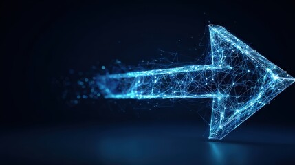 A mesmerizing digital arrow made from glowing blue particles, representing progress. ..Created with Generative AI, not depicting real subjects.