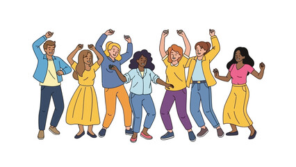 Diverse Group of Happy People Dancing and Celebrating Together, Enjoying a Fun Party or Social Event with Joy and Unity