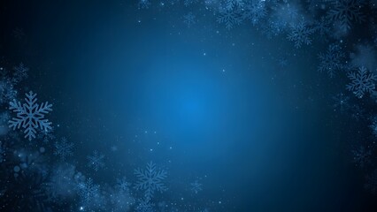Elegant dark blue winter background with delicate snowflakes and subtle texture