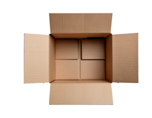 Open cardboard boxes top view PNG 