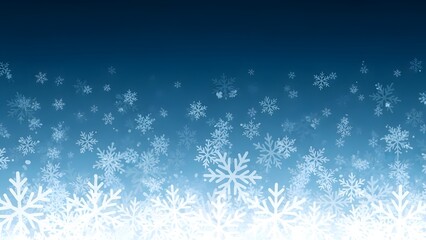 Falling snowflakes on a gradient blue background for winter holiday season