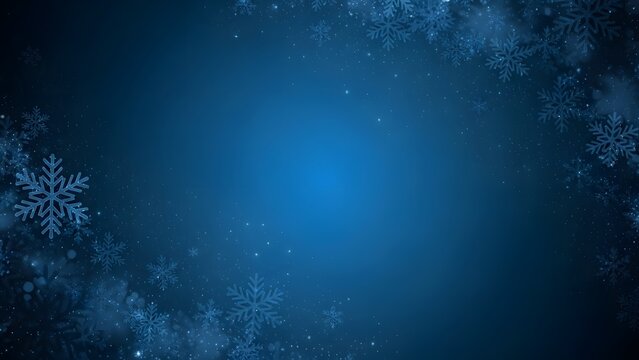 Elegant dark blue winter background with delicate snowflakes and subtle texture