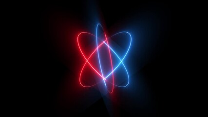 abstract background glowing atom symbol neon blue energy waves dark blue cosmic space subtle stars particles electrons orbit dynamic glowing trails futuristic atomic energy science concept - Powered by Adobe