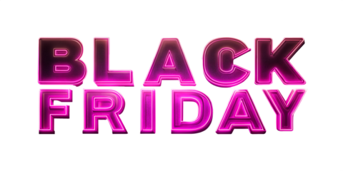 Black friday text effect isolated on transparent background in pink color