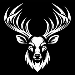 Deer Head Illustration with Antlers Wild Animal Mascot