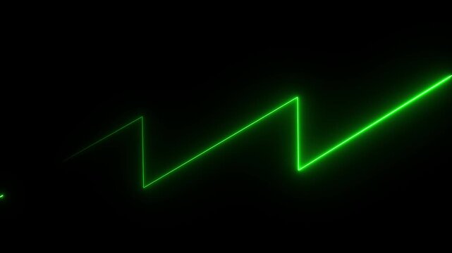 Seamless loop animation zigzag line frame 4K video motion graphic. Animated borders frame glowing neon electric lights. abstract lightning neon rectangle frame line animation. Lightning