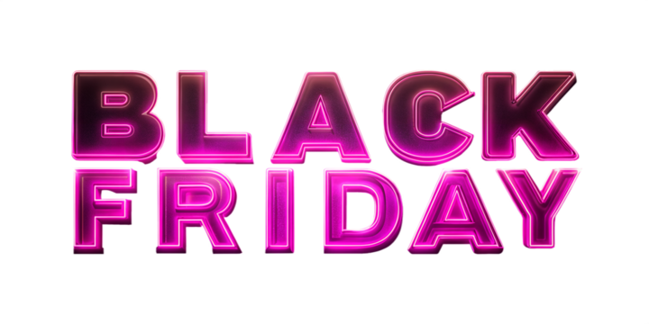 Black friday text effect isolated on transparent background in pink color