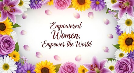 Floral frame with empowering text for celebratory design and concepts