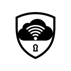 Safer Internet Day Cyber security icon featuring cloud wifi and keyhole