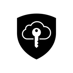 Safer Internet Day Cloud data security shield icon with key symbol vector