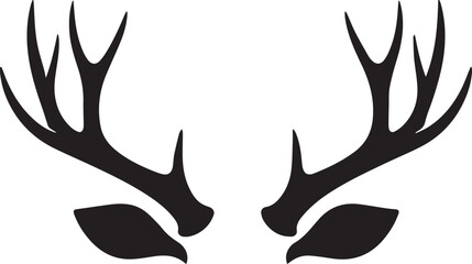 Reindeer ears with antlers silhouette vector flat illustration design
