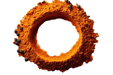PNG, Ground turmeric in smooth yellow orange circle, isolated on transparent.