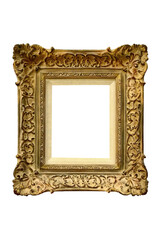 Ornate vintage frame with floral scrollwork aged golden patina detailing