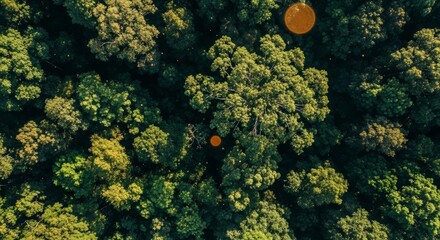 Lush Green Forest Canopy Viewed from Above on a Sunny Day