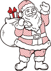Hand-Drawn Pop Art Santa Character Clipart Collection