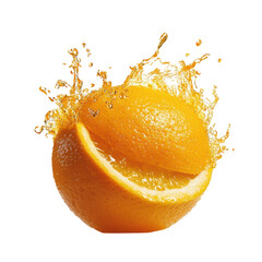 Orange juice splashing, PNG, Isolated on transparent background.