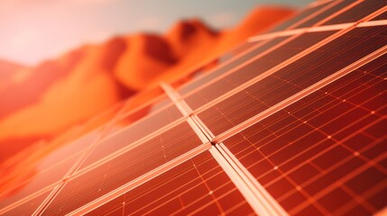 Solar Panels in Desert Landscape - Sustainable Energy for the Future.