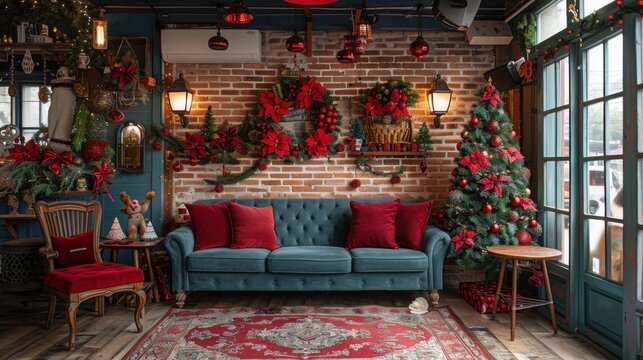 Christmas-themed caf&eacute; corner