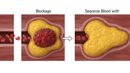 Cholesterol plaque in artery (atherosclerosis) illustration