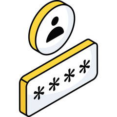Stylized 3D Icon Depicting User Authentication with a Profile Icon and Password Field with Asterisks